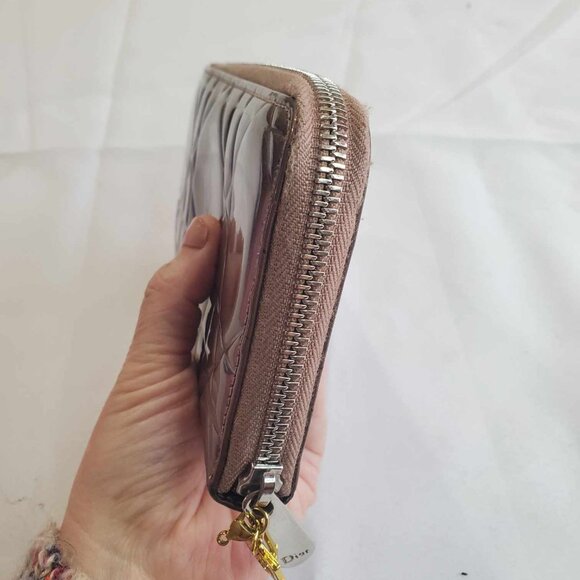 Dior Rose Gold Patent Cannage Leather Zip Around Wallet - Picture 8 of 14